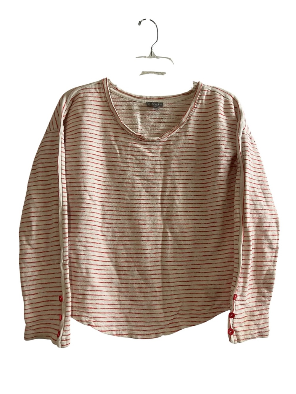 Talbots Striped Long Sleeve Cotton Top Red White XS 100% Cotton